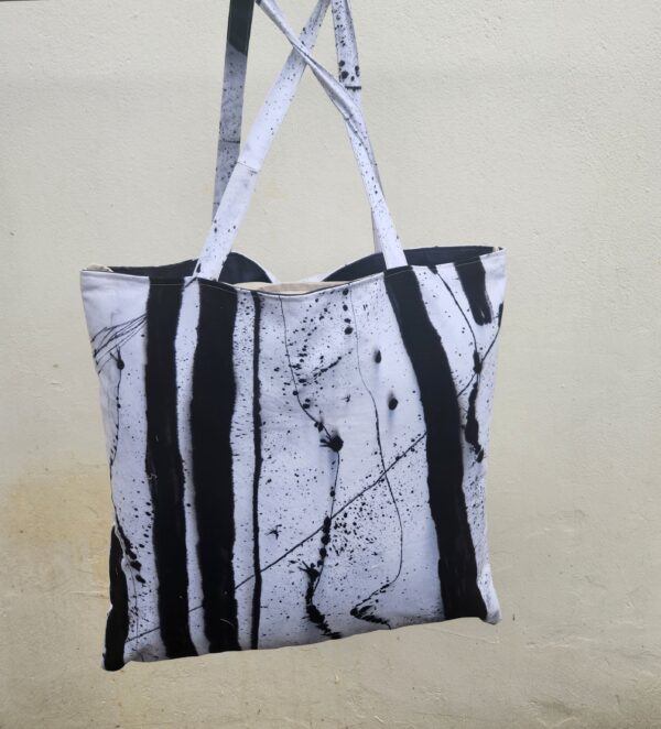 Hand-painted Reversible Bag - Abstract (BW1) Painted.March2024 - Image 3