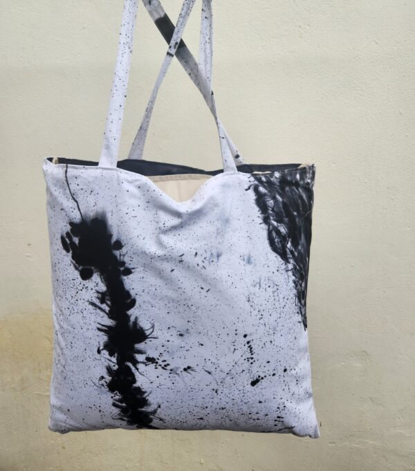 Hand-painted Reversible Bag - Abstract (BW1) Painted.March2024